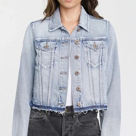 New! Revolve Pistola Astrid Brooklyn Wash Crop Boyfriend Denim Jacket Women's S - Picture 12 of 12